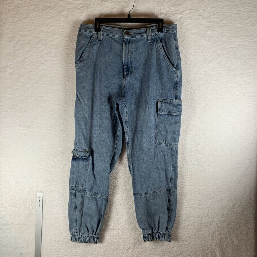BDG Urban Outfitters Jogger Pants Women's 32 Blue Denim High-Rise Cargo Pockets